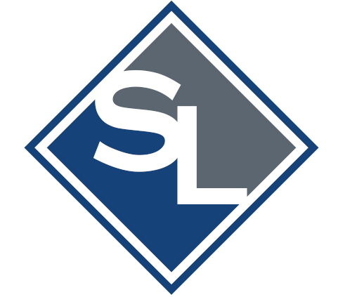 Stout Law's logo is the Letter S and the letter L juxtaposed on a stark blue and grey diamond shape representing a strong, experienced, yet human approach to Real Estate Law.